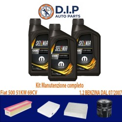 Kit Tagliando FIAT 500-1.2 Benzina 51kW 69CV dal 2007 - Olio Selenia e Filtri